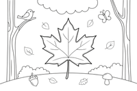 One big maple leaf with pointed tips – Vibrant Leaves Tree coloring page