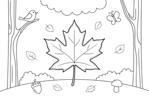 One big maple leaf with pointed tips – Vibrant Leaves Tree coloring page