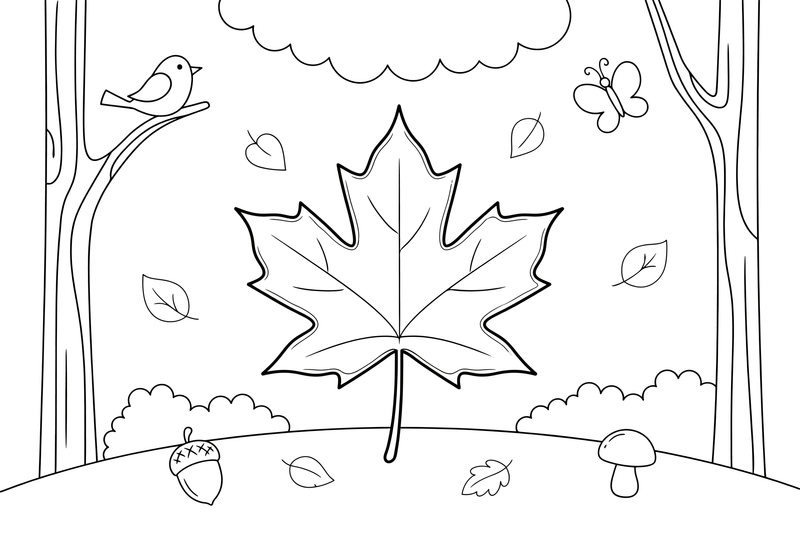 One big maple leaf with pointed tips – Vibrant Leaves Tree coloring page