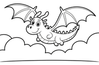 Dragon soaring high above the clouds – Dragon Magical Dragon Soaring coloring page