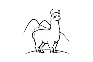 A llama standing tall with fluffy fur – Llama coloring page