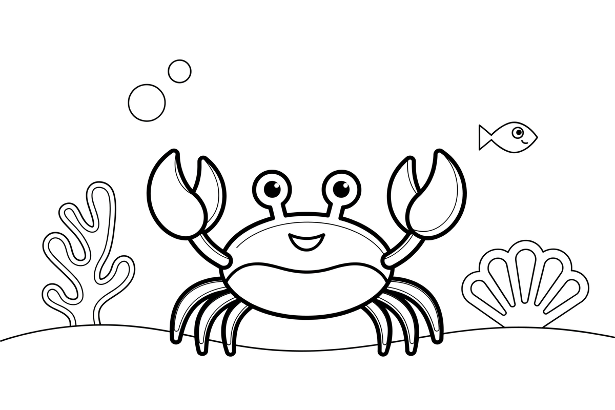 A crab underwater near a coral reef – Crabs coloring page