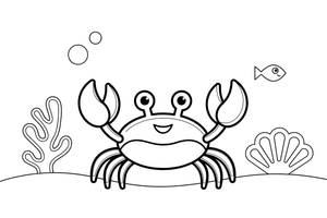 A crab underwater near a coral reef – Crabs coloring page