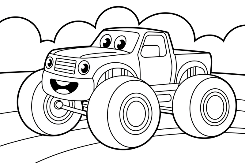 Monster Truck driving fast – Monster Truck Sport Race Series coloring page