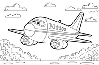 Airplane Flying – Airplane Sky Scenes coloring page