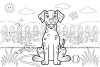 A Dalmatian sitting in the yard – Dalmatian coloring page