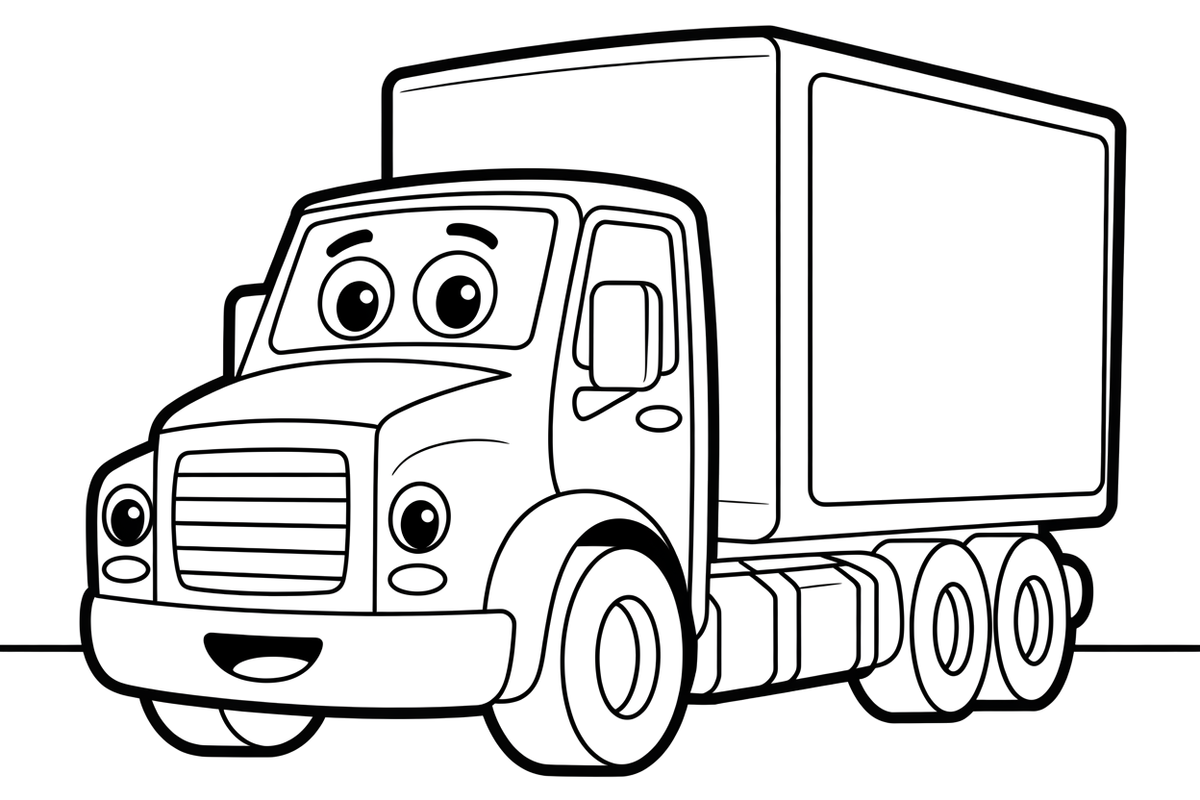 Truck a delivery truck with parcels – Truck City Haulers coloring page