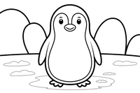 Penguin Cheerful in the Snow – Snowy Penguin coloring page