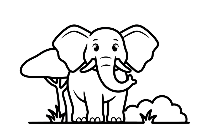 An elephant flapping its big ears – Gentle Elephant Wild coloring page