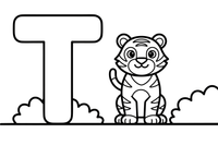 Letter T with a tiger – Alphabet Alphabet coloring page