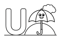 Letter U with an umbrella – Alphabet Alphabet coloring page