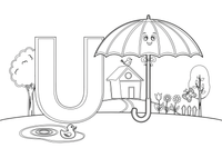 Letter U with an umbrella – Alphabet Alphabet coloring page