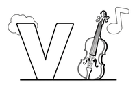 Letter V with a violin – Alphabet Alphabet coloring page