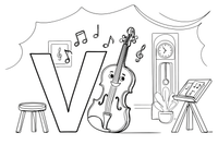 Letter V with a violin – Alphabet Alphabet coloring page