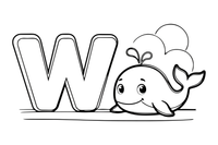 Letter W with a whale – Alphabet Alphabet coloring page