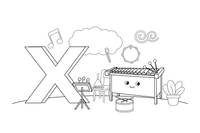 Letter X with a xylophone – Alphabet Alphabet coloring page