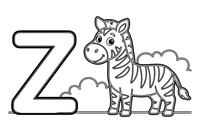 Letter Z with a zebra – Alphabet Alphabet coloring page