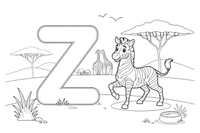 Letter Z with a zebra – Alphabet Alphabet coloring page