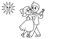 A couple dancing the tango with a rose – Dancing Dancing coloring page