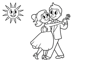 A couple dancing the tango with a rose – Dancing Dancing coloring page