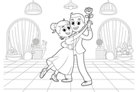 A couple dancing the tango with a rose – Dancing Dancing coloring page