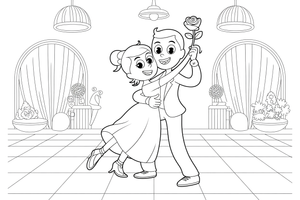 A couple dancing the tango with a rose – Dancing Dancing coloring page