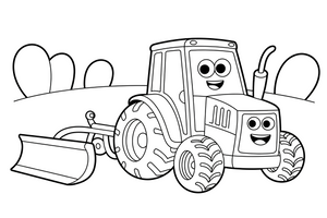 Tractor with Plow – Farm Tractors coloring page