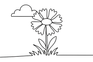 One big cornflower with frilly petals – Wildflowers coloring page