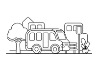 A city bus at a bus stop – City City Vehicles coloring page