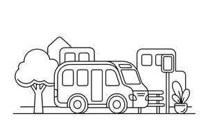 A city bus at a bus stop – City City Vehicles coloring page