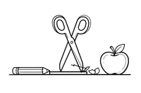 Scissors cutting a strip of paper – Classic School & Art Supplies coloring page