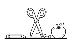 Scissors cutting a strip of paper – Classic School & Art Supplies coloring page