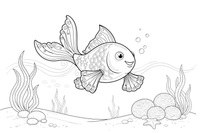 A goldfish swimming with its fins spread – Goldfish coloring page