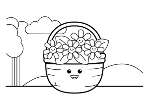 Lavender a basket full of flowers – Lavender Flower Array coloring page
