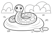 Grass Snake on Magic Stone – Enchanted Grass Snake coloring page