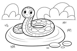 Grass Snake on Magic Stone – Enchanted Grass Snake coloring page