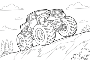 Monster Truck climbing a hill – Monster Truck Sport Race Series coloring page