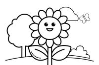 A single big sunflower in full bloom – Golden Sunflower Bloom coloring page