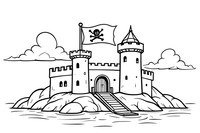 Pirate Fort with a Flag – Pirate Fort Raid coloring page