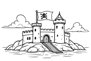 Pirate Fort with a Flag – Pirate Fort Raid coloring page