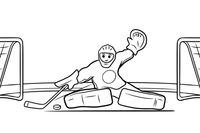 A goalie diving to make a save – Dynamic Hockey Scenes coloring page