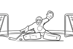 A goalie diving to make a save – Dynamic Hockey Scenes coloring page