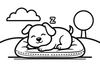 Puppy napping on a soft pillow – Cozy Puppy Dog coloring page