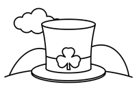 A lucky green top hat with a shamrock on the band – St. Patrick's Day coloring page