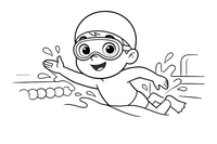 A swimmer wearing goggles and a swim cap – Dynamic Swimming Swimmers coloring page