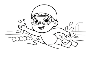 A swimmer wearing goggles and a swim cap – Dynamic Swimming Swimmers coloring page