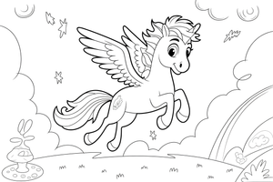 Pegasus rainbow – Pegasus Magical Flight coloring page