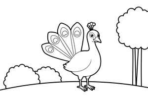A peacock turning its head to look back – Peacock Bird coloring page
