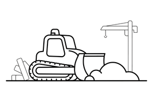 A bulldozer pushing a big pile of dirt – Construction Vehicles coloring page