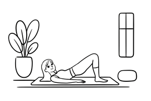 A woman in bridge pose, lifting the hips up – Yoga coloring page